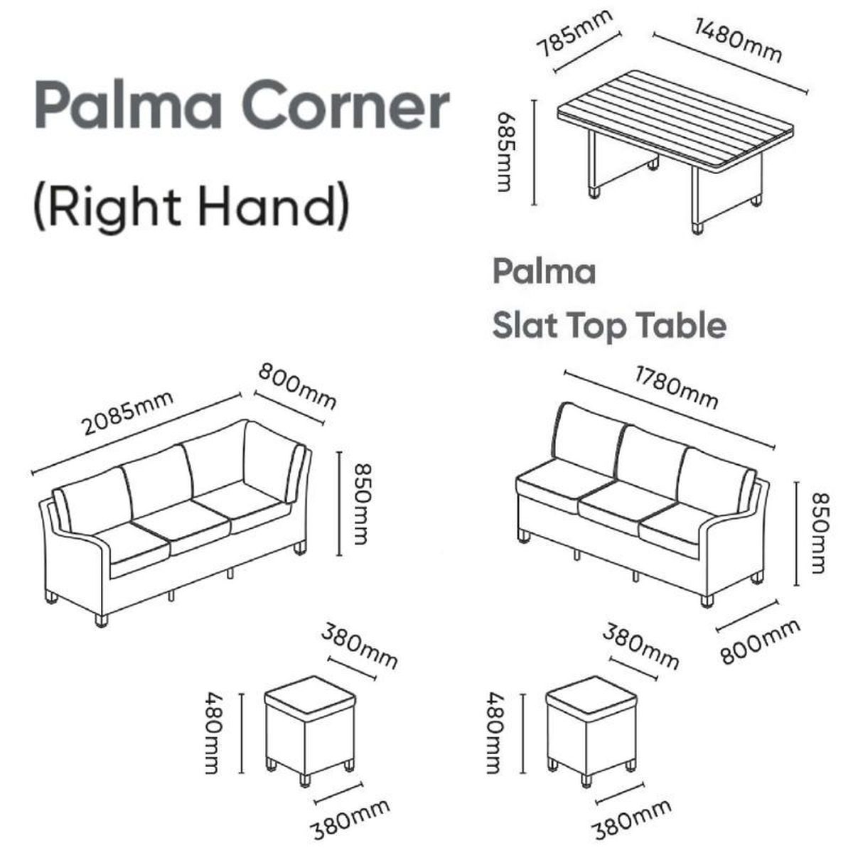 Kettler Palma Right Sided Corner Set - Rattan